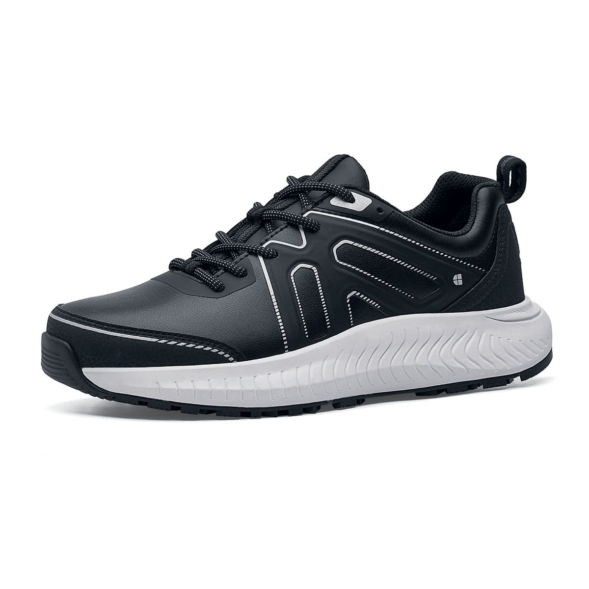 The Colly Soft Toe from Shoes For Crews are slip-resistant shoes that offer superior TripGuard technology, a water-resistant upper and arch support,  seen from the left profile.