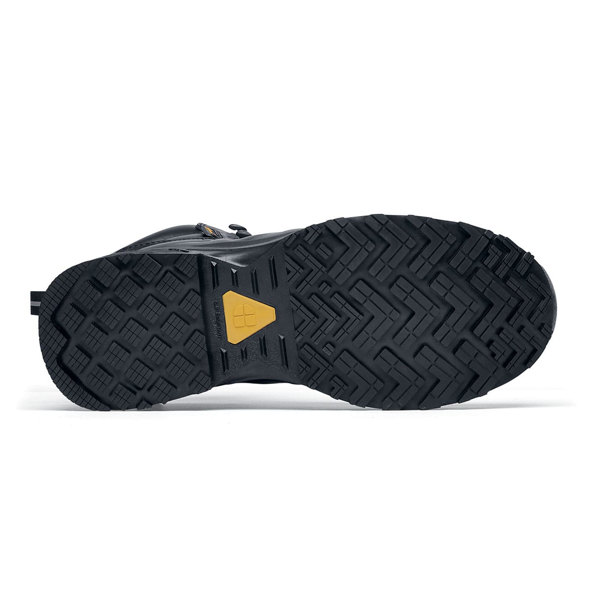The Callan Mid O2 SRC CI HI ESD safety boot has TripGuard technology, waterproof materials and a durable slip-resistant outsole,   seen from the bellow.