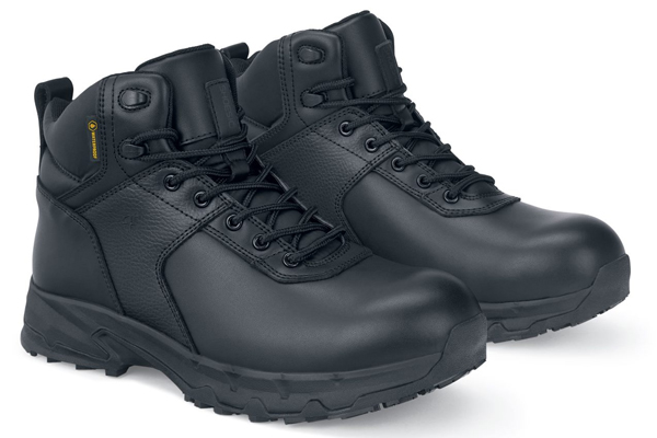 Stratton III work waterproof boots in black with superior slip-resistant outsoles